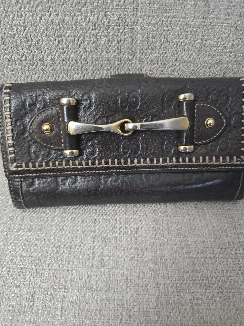 Gucci Vintage Brown Guccissima Leather Horsebit Continental Long Wallet